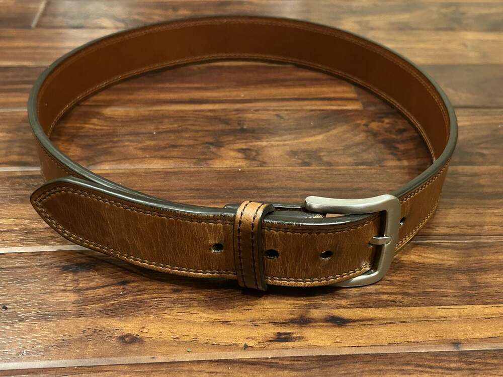 Shinola Detroit Men's Navigator Brown Double Stitched Leather Belt Made in USA